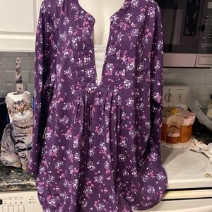 X womens Woman Within casual stretch floral long sleeve plus size shirt 3X. EUC